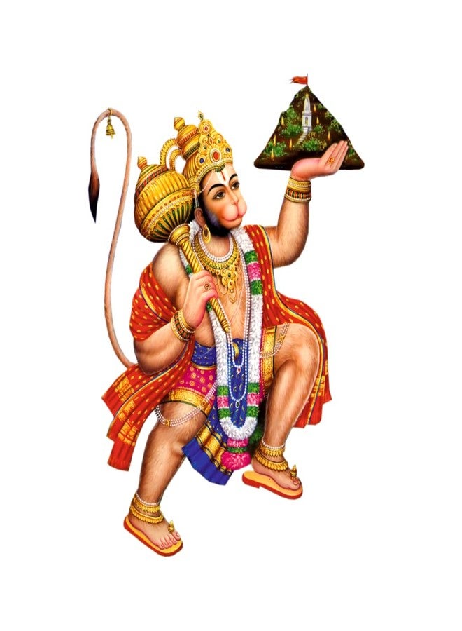 Akki Wold Pawan Putra Hanuman Ji Wall Sticker for Pooja Room, Living Room, Kids Room, Office, Hall (Muticolor, Size - 49Cm X 39Cm) - Image 1